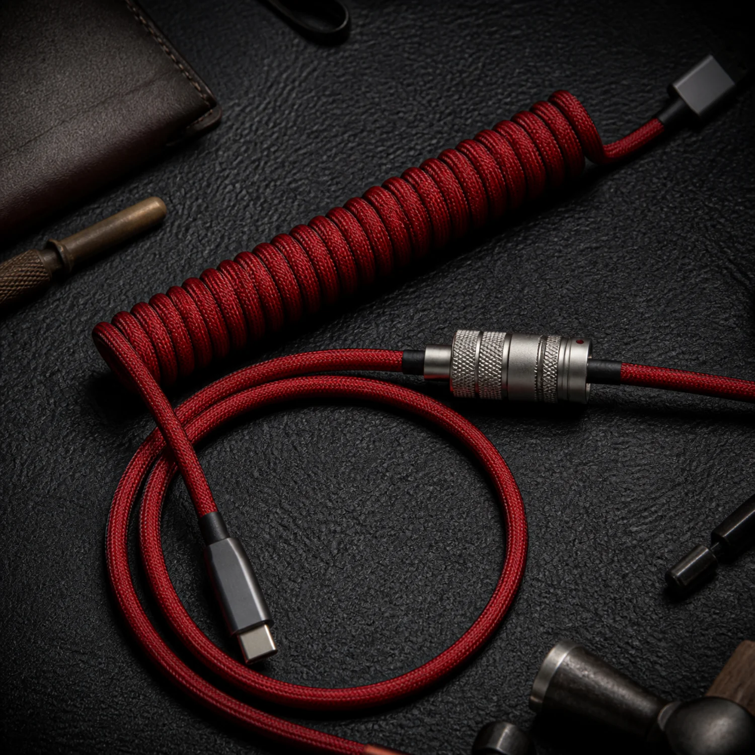 Vermilion coiled keyboard cable