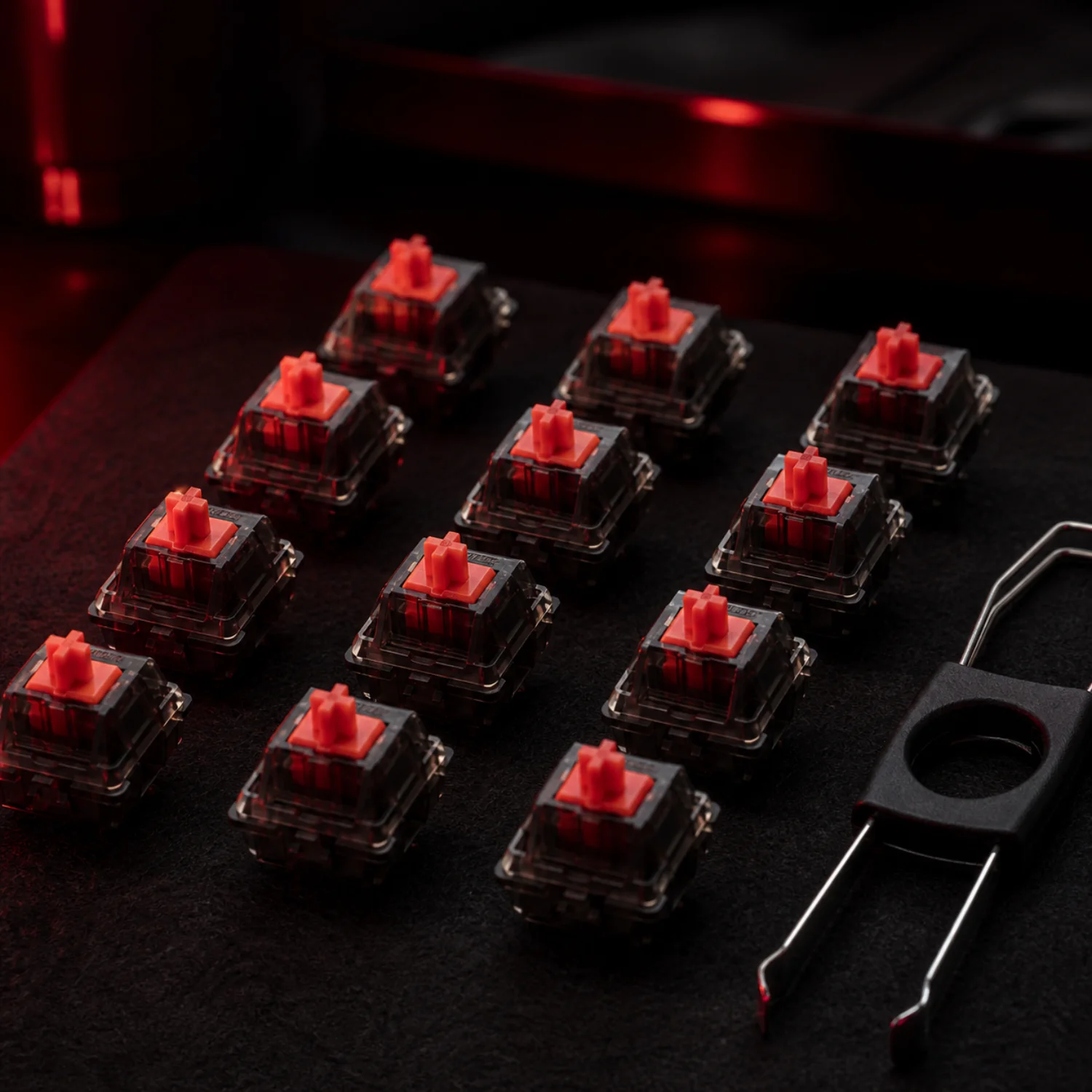 Silent mechanical switches on dark felt