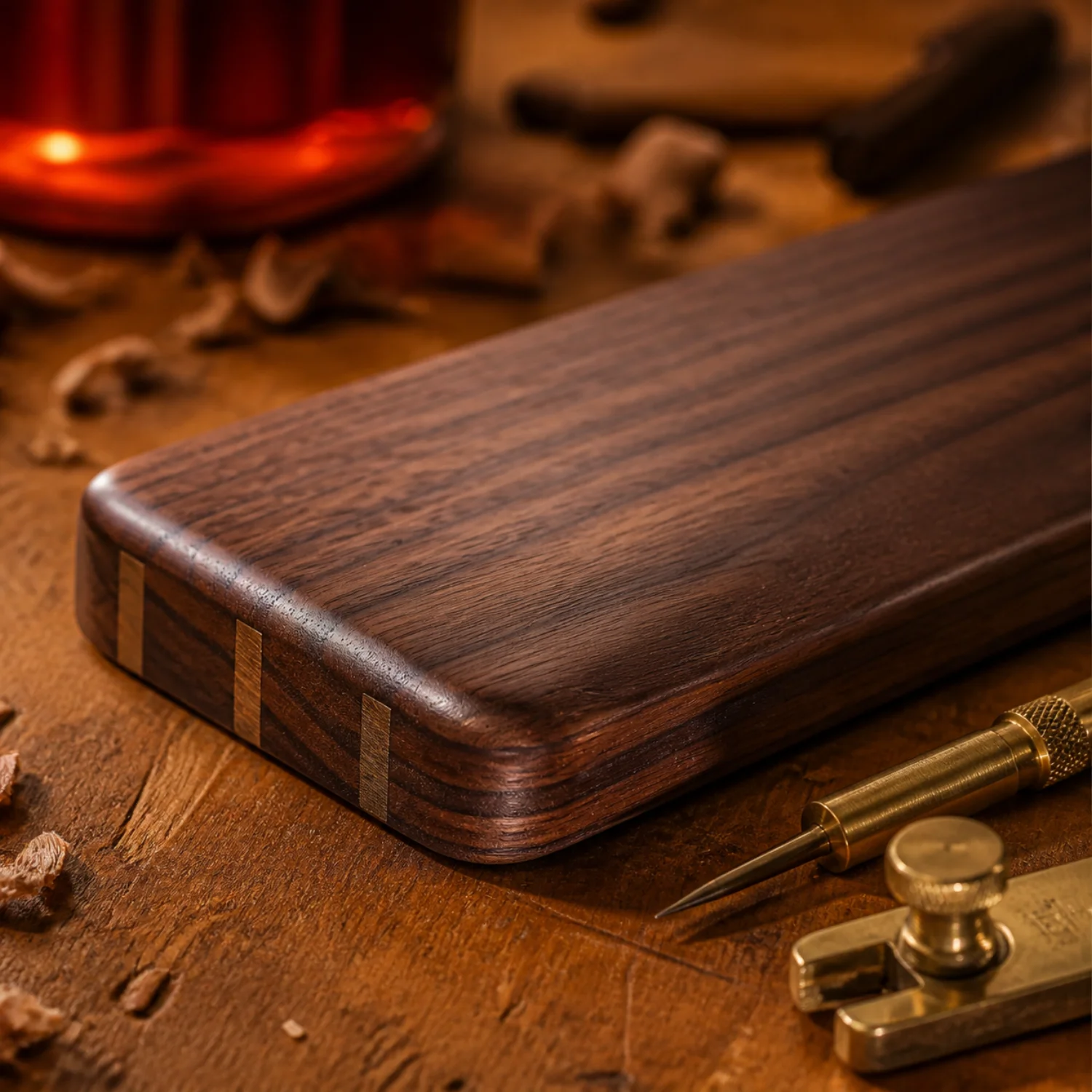 Hand-finished walnut wrist rest